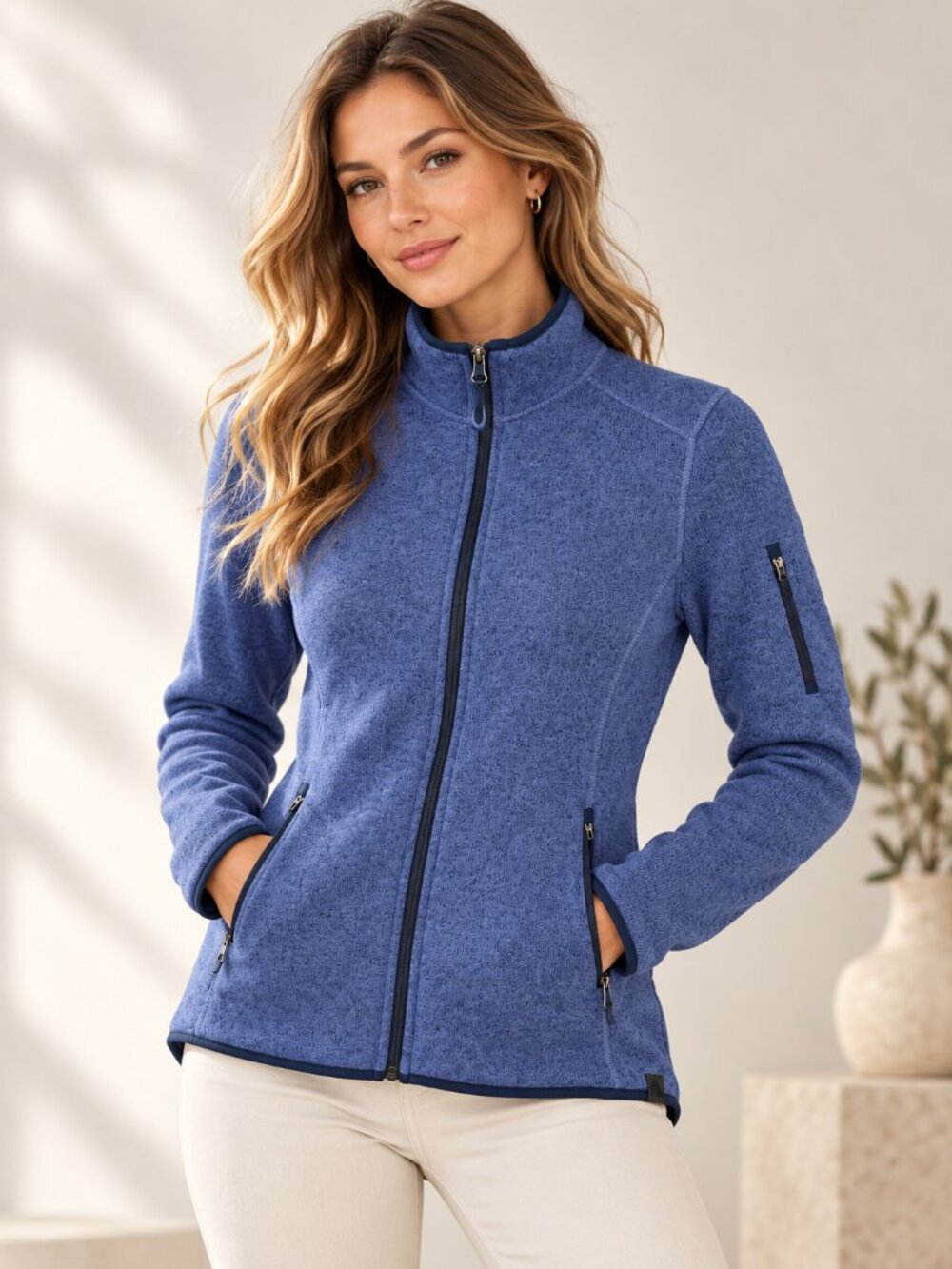 L.L.Bean Women’s Sweater Fleece Full-Zip Jacket Blue Medium Regular